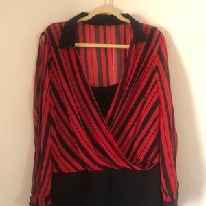 Women’s Elegant fall bodycon Red and Black Striped cold shoulder Dress